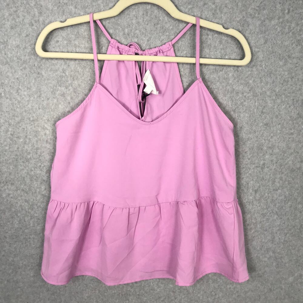 Olive Oak Blouse Tank XS Satin Tiered Peplum Feminine Coquette Camisole Resort